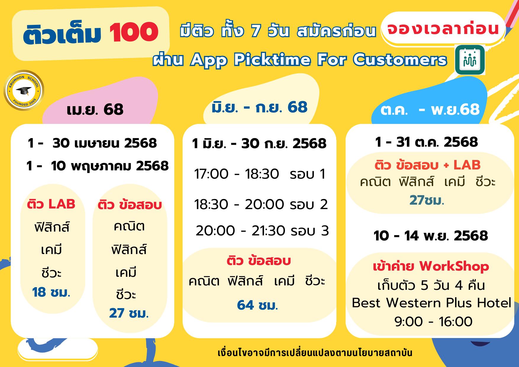 คอร์สติวเต็ม100 Project พิเศษ ดูแลรายบุคคล